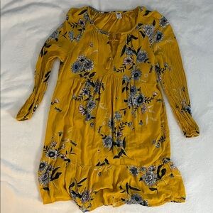Floral Yellow Long Sleeve Dress